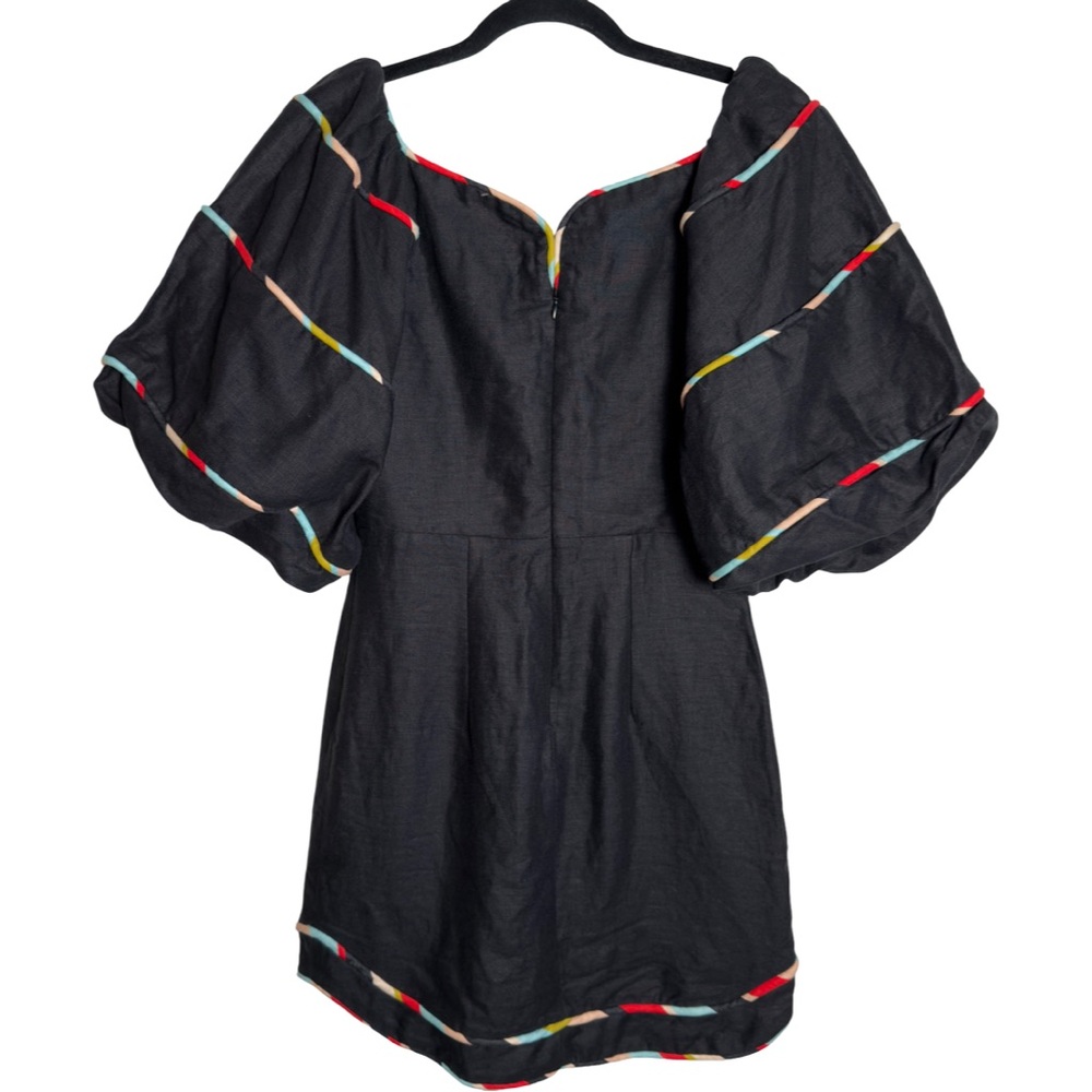 Farm Rio Black Linen Colored Striped Mini Dress Size XS - Picture 5 of 8
